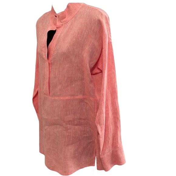WORTH linen salmon colored tunic, size P, EC - Picture 2 of 9